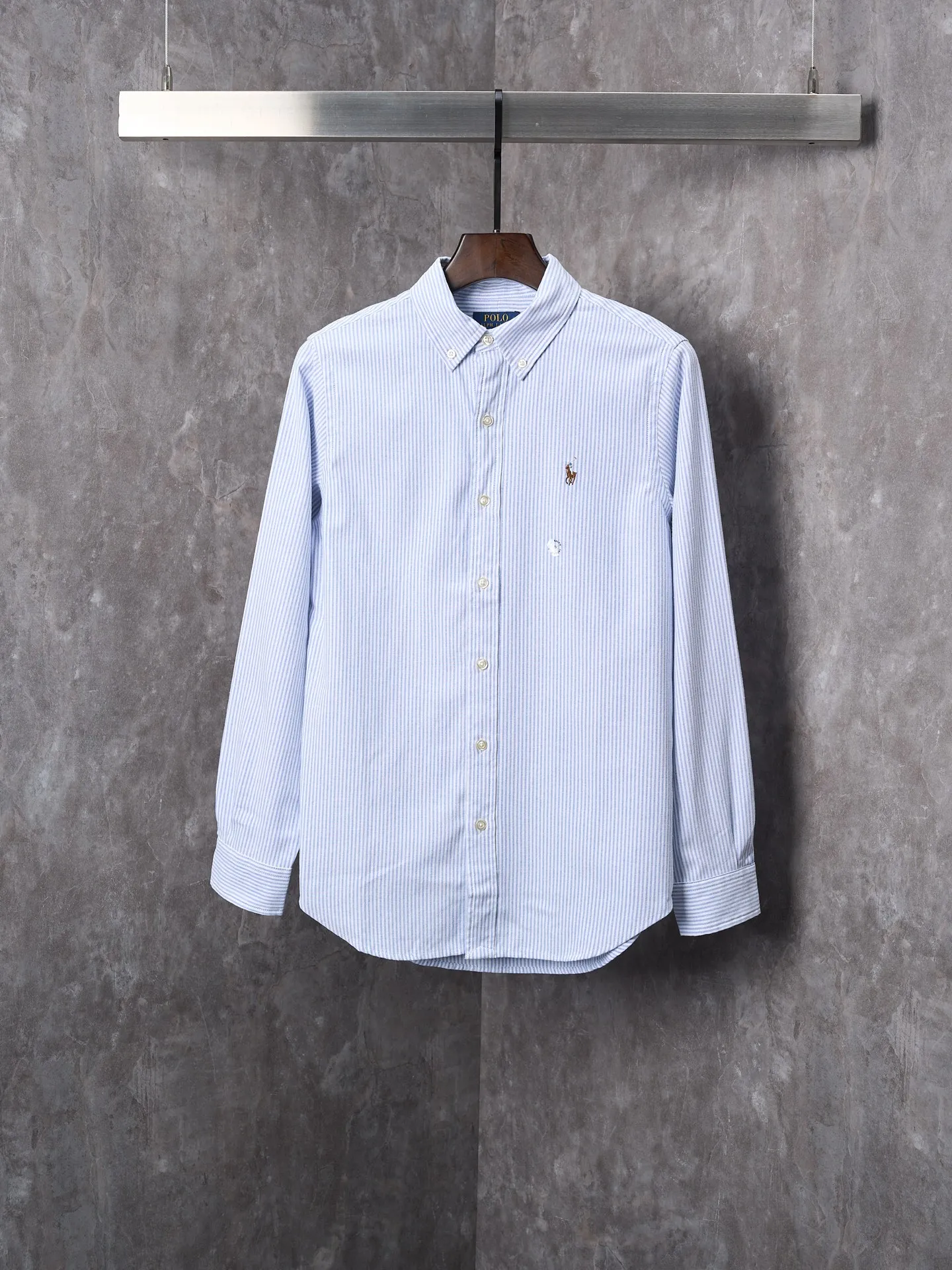 P340 Actual hanging auction】Ralph Lauren/Ralph Lauren couples must-have vertical striped pony embroidered cotton long-sleeved shirt [Ready stock] XS S M L XL